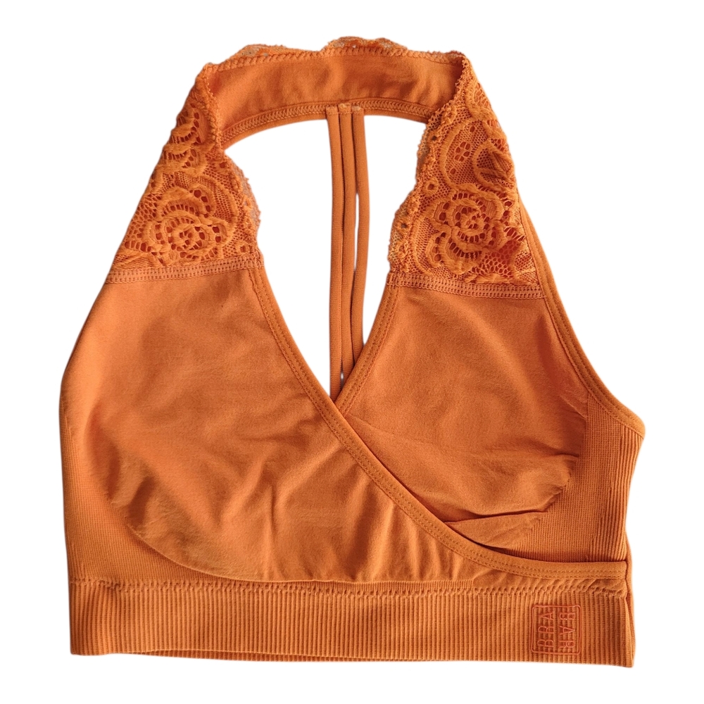 BRABAR Hug Lace Halter Bralette Size 28-32 C-DDD Autumn Maple T-Strap